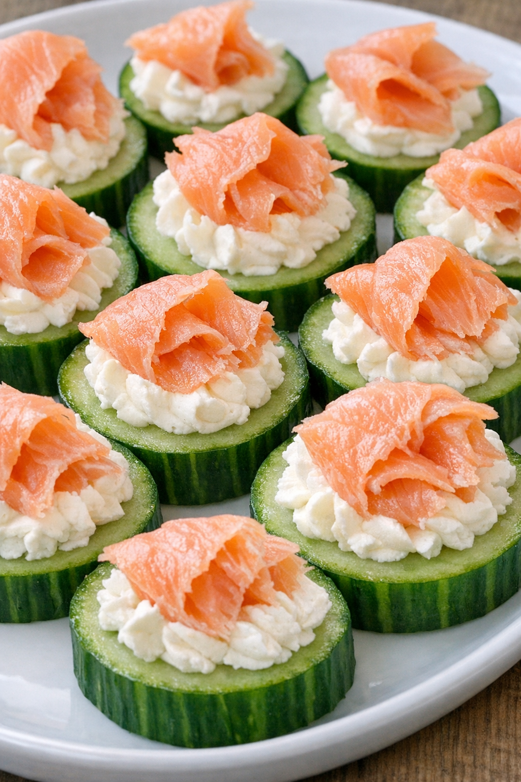 Low carb 3-ingredient smoked salmon bites on a serving platter