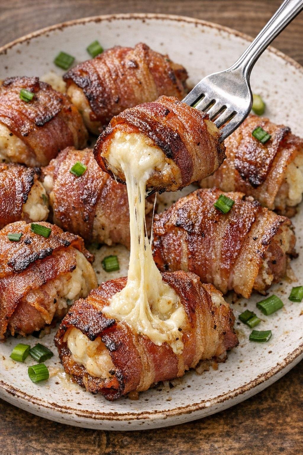 Low carb bacon Roosevelt bombs with a gooey cream cheese center