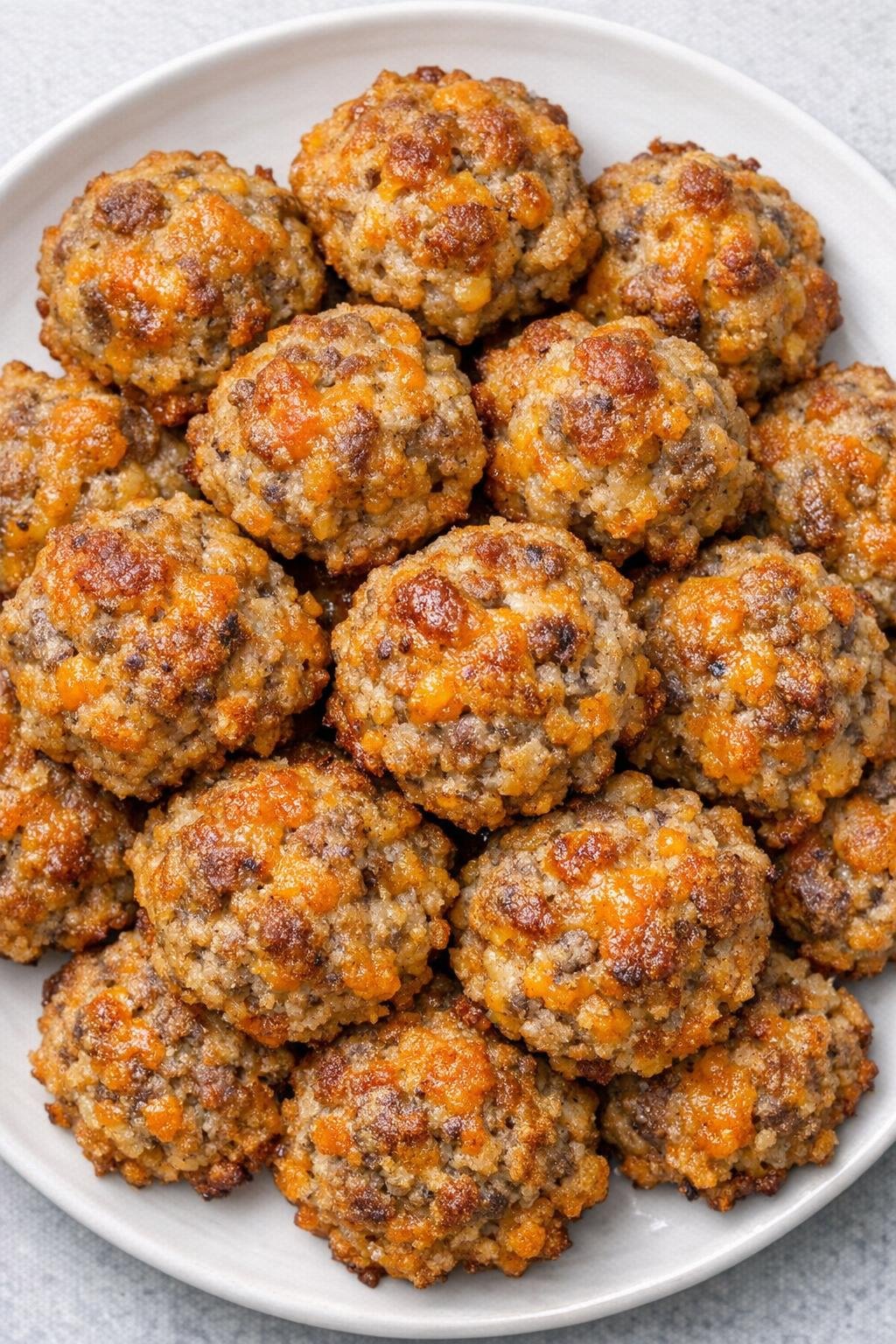 Southern sausage balls on a white plate