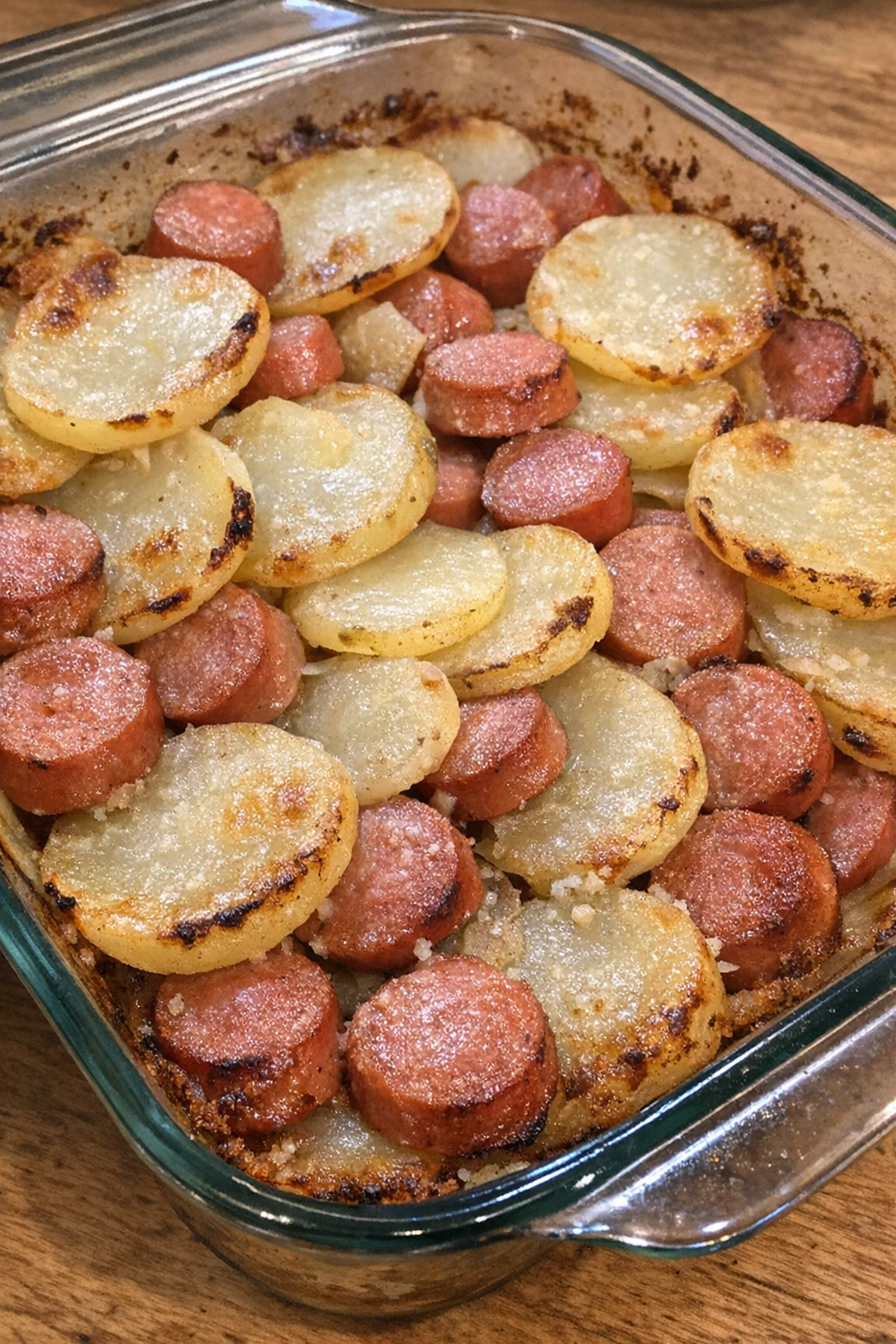 Baked hot dog and potato casserole