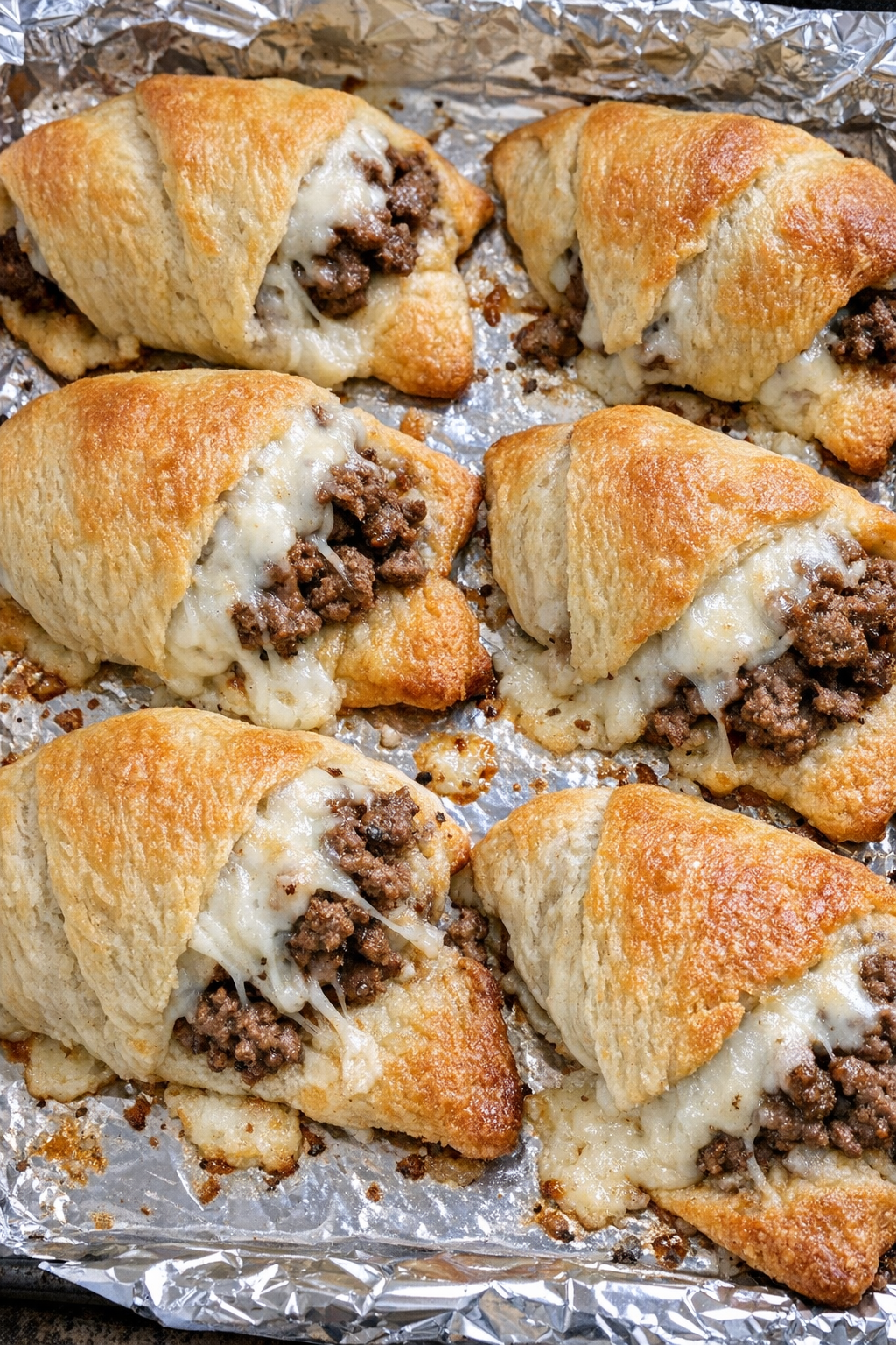 Oven baked beef crescent wedges fresh from the oven
