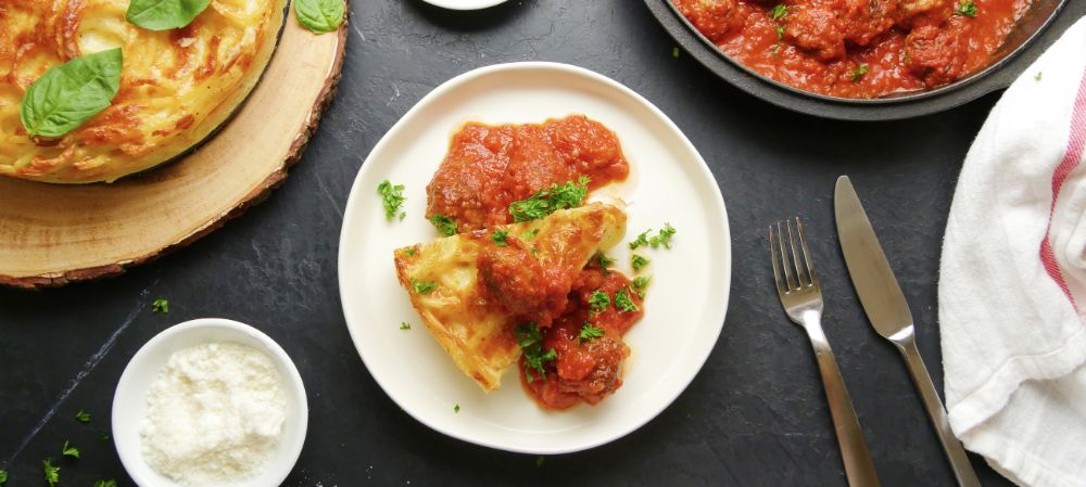 Cheesy Bucatini Pie With Mini Meatballs Recipe and Video