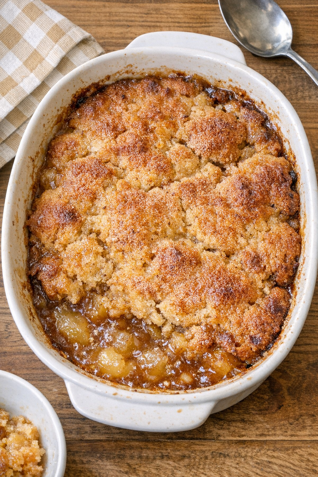Baked applesauce dessert in casserole dish