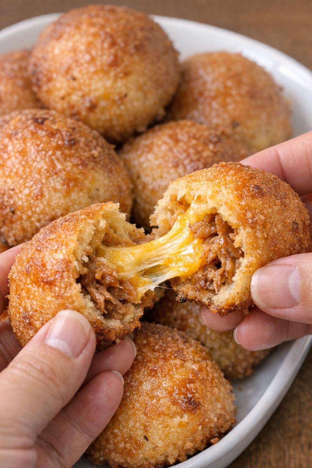 Finished pulled pork Carlisle bombs with melted cheddar