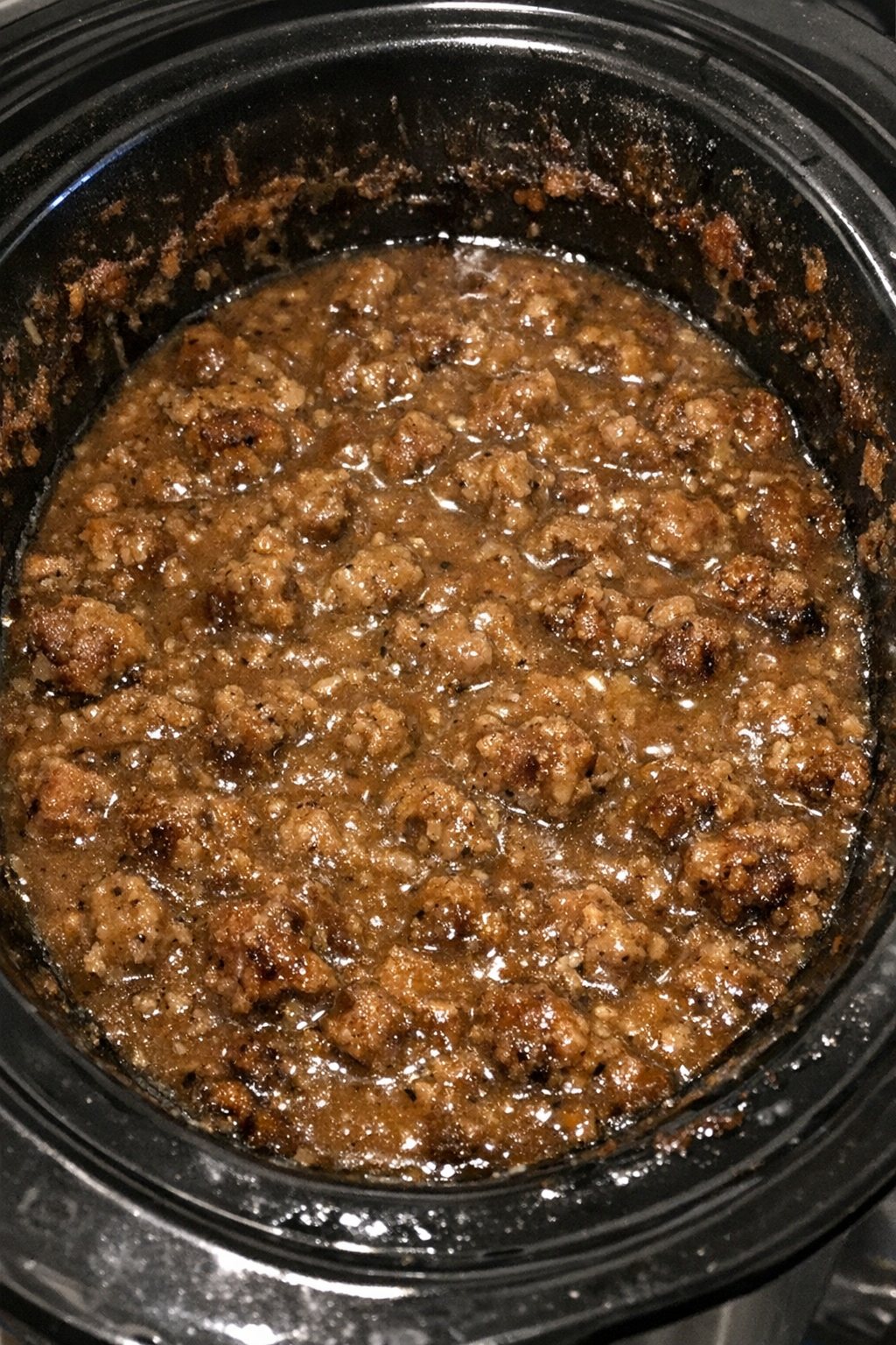 Slow cooker sausage in savory gravy