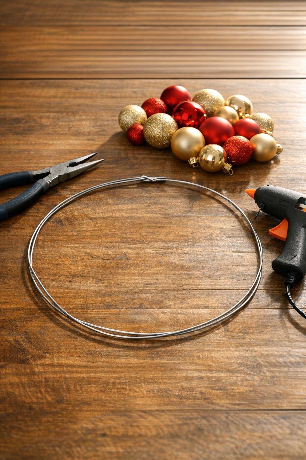 Wire coat hanger opened and bent into a rough circle