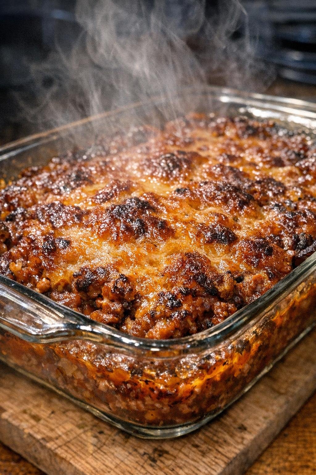 Finished sloppy joe bake with bubbling crust