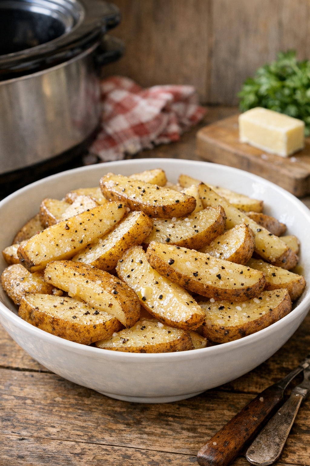 Finished plated Amish July Fourth spuds