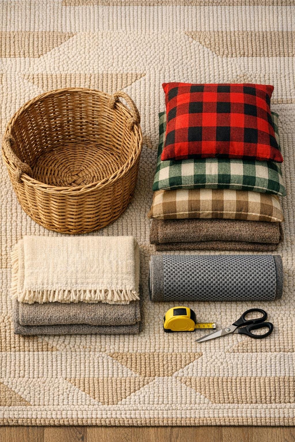 Materials for wicker basket throw pillow storage