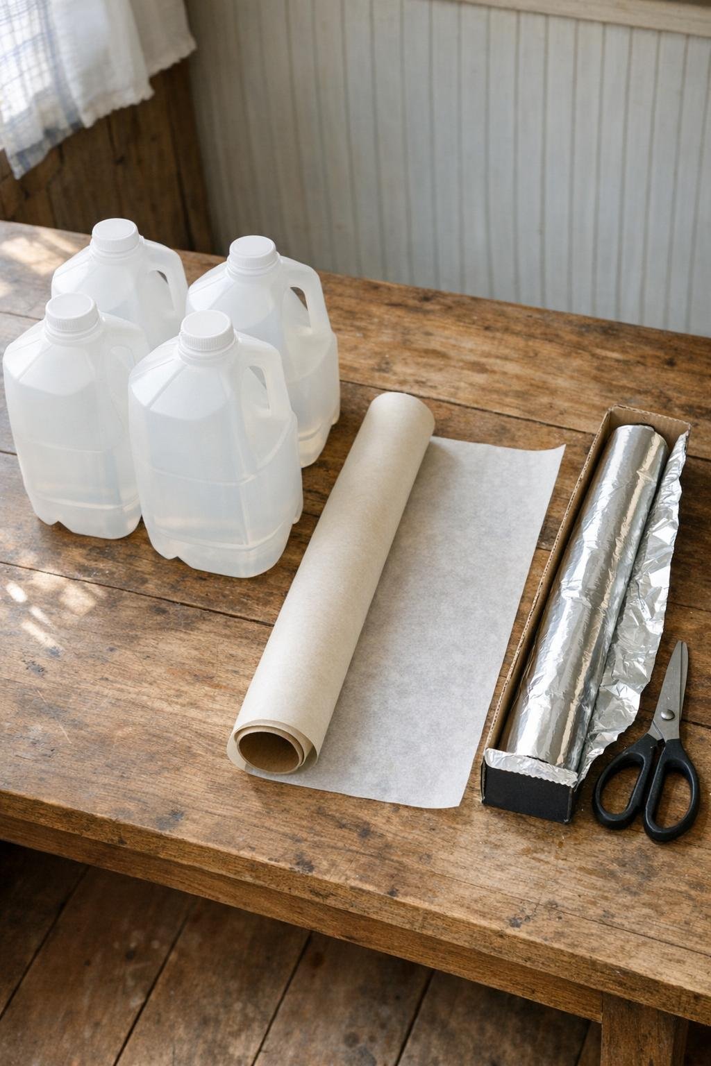 Project materials gathered neatly on a kitchen worktable