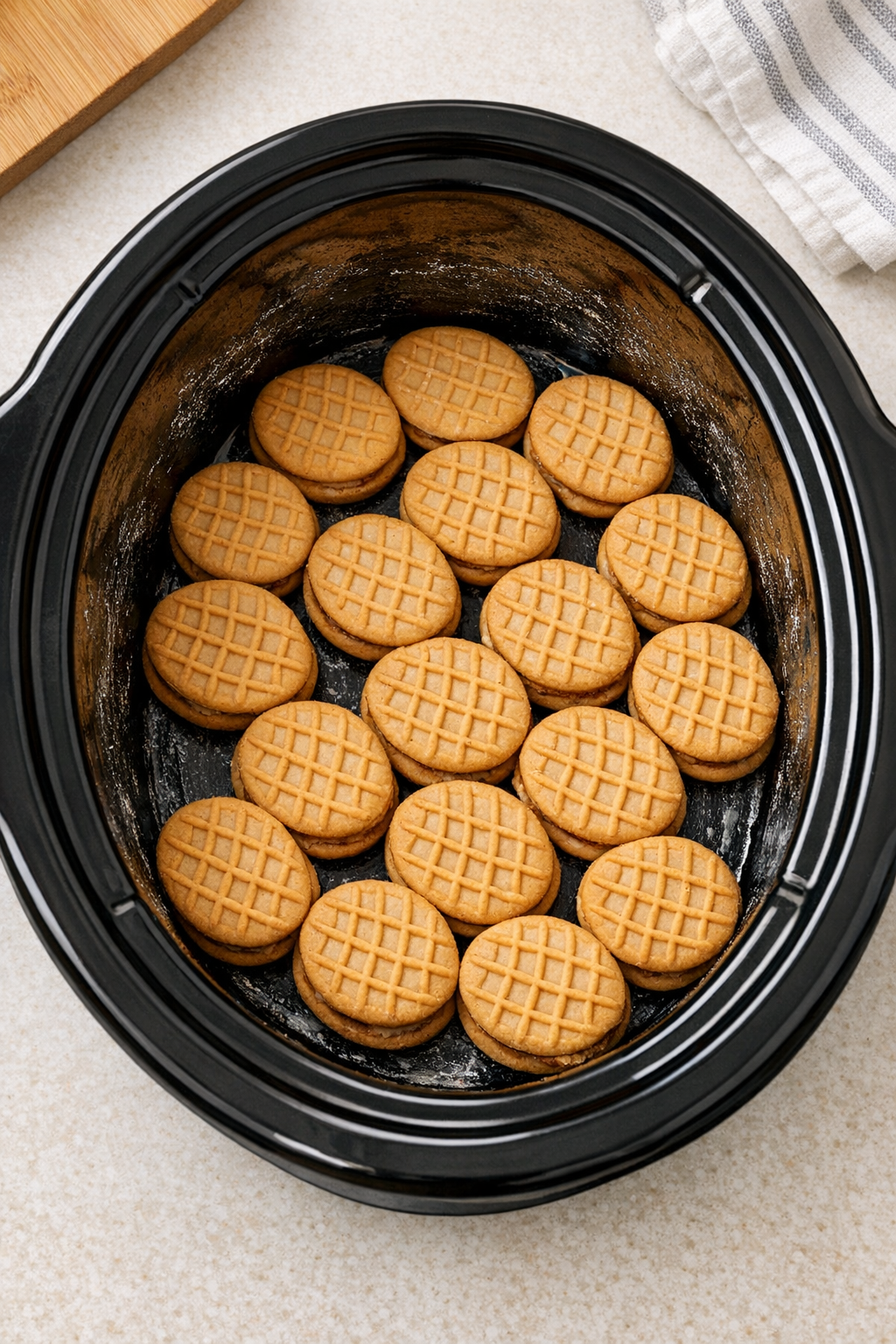 Cookies layered in the slow cooker