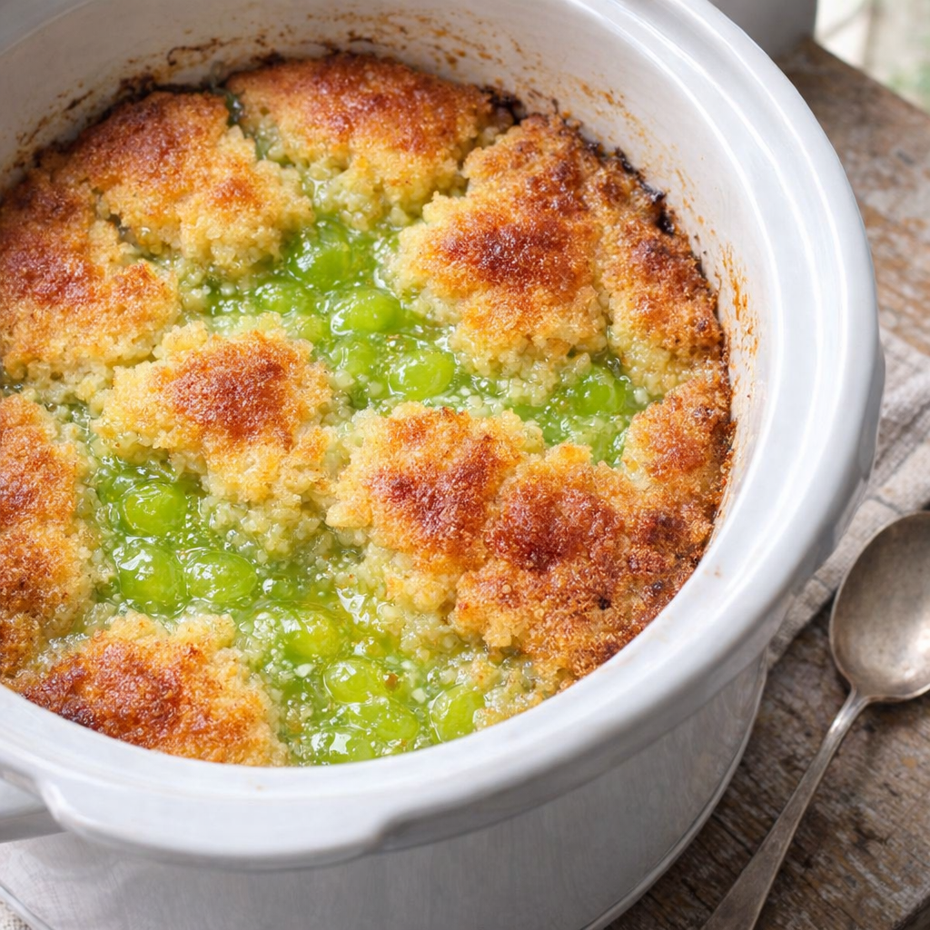 Warm key lime cobbler in a slow cooker
