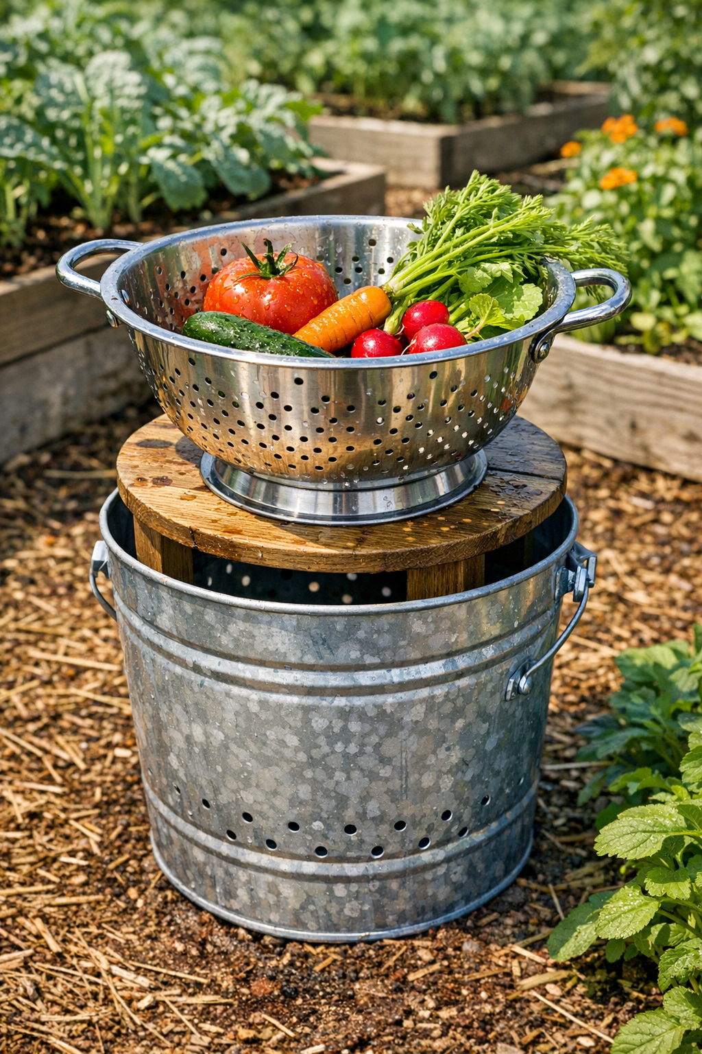 Finished outdoor produce wash station in the garden