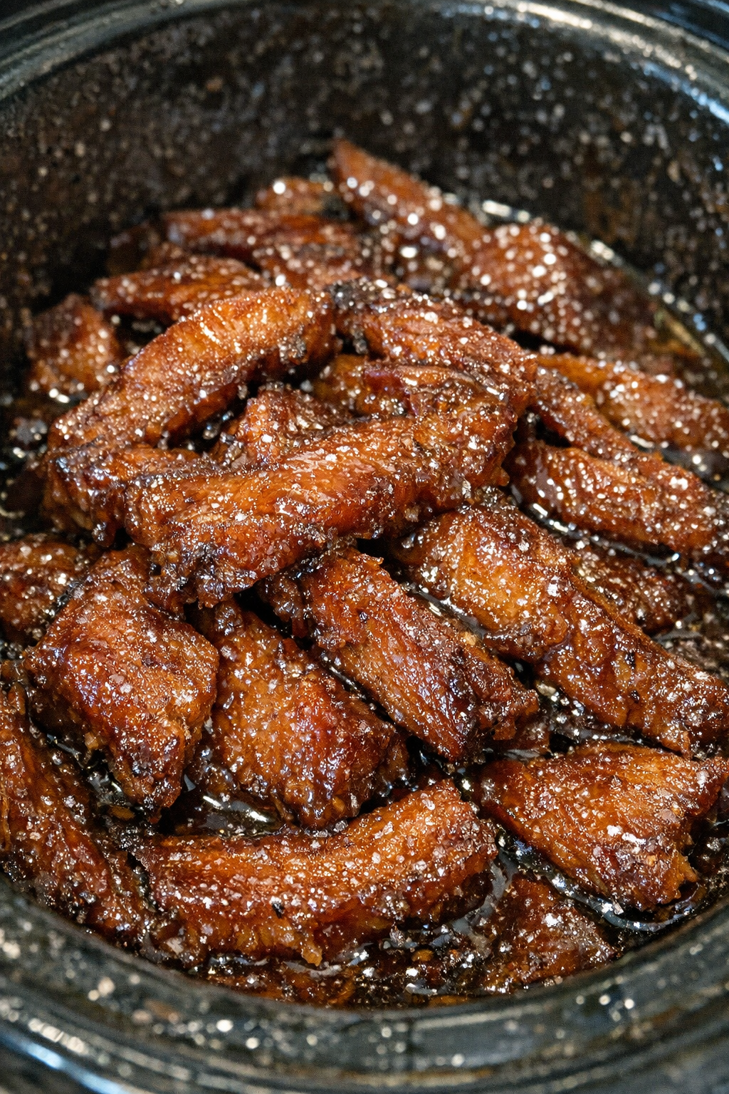 Slow cooker glazed protein ribbons