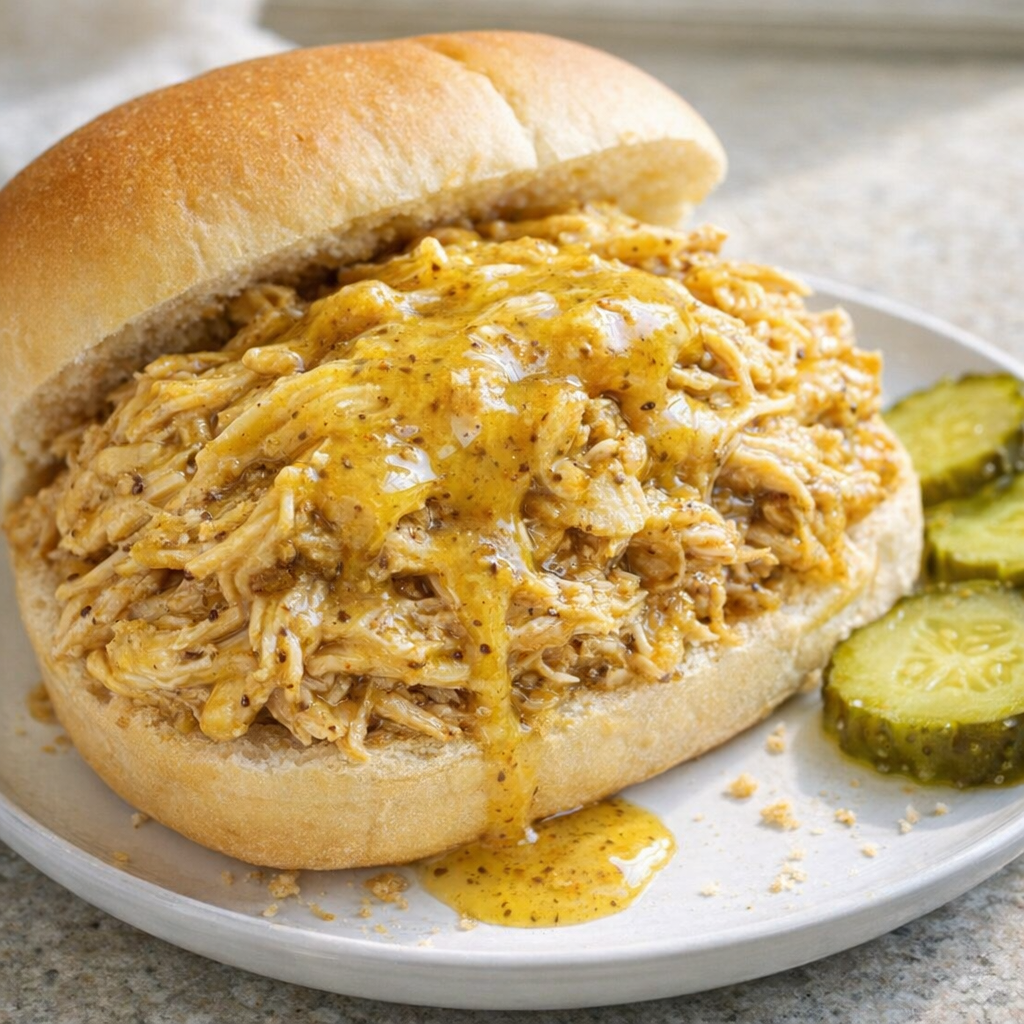 Leftover honey mustard chicken sandwich on a soft roll