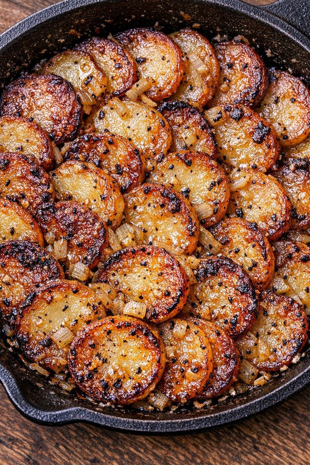 Southern 3-ingredient savory pan pennies in a cast iron skillet