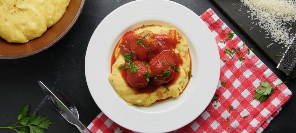 Baked Turkey Meatballs With Creamy Polenta Recipe and Video