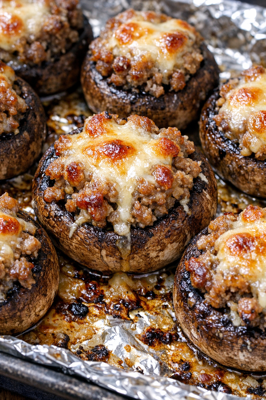 Low carb sausage mushroom bakes fresh from the oven