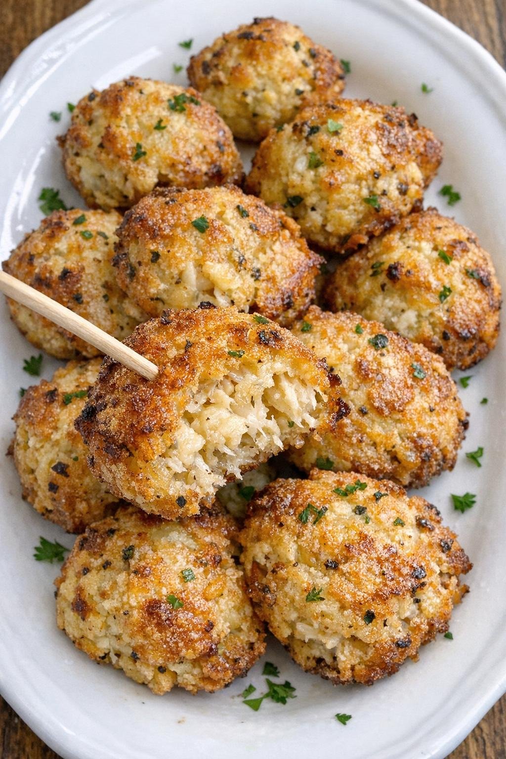 Finished crab Fairfax bites on a serving platter