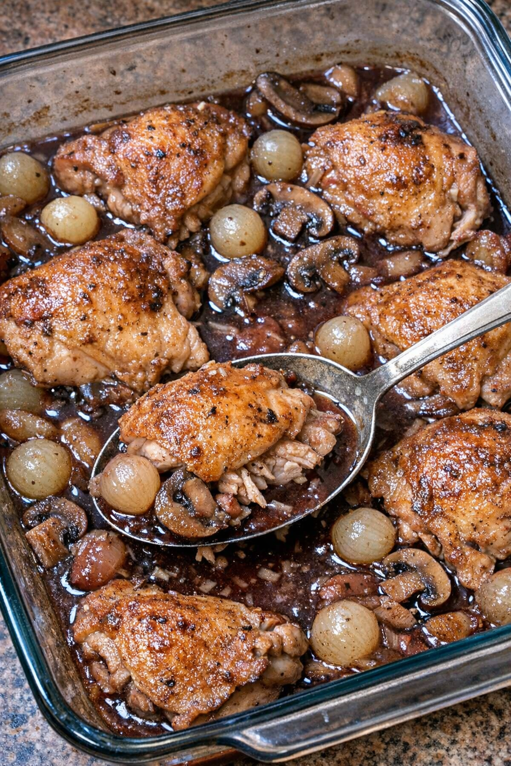 Finished chicken burgundy