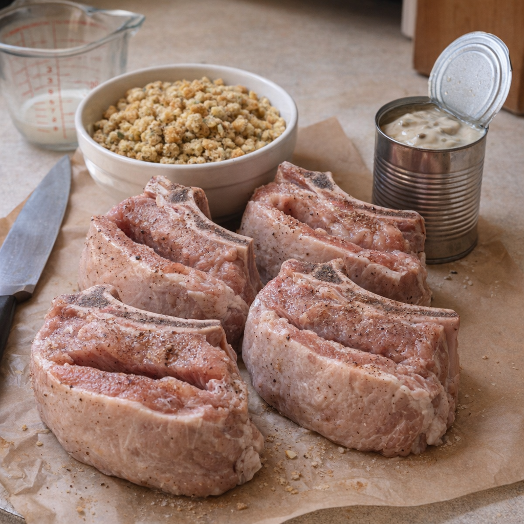 Three main ingredients arranged on a kitchen counter