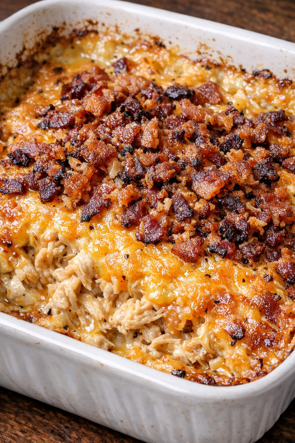 Bubbly crack chicken bake with cheddar and bacon