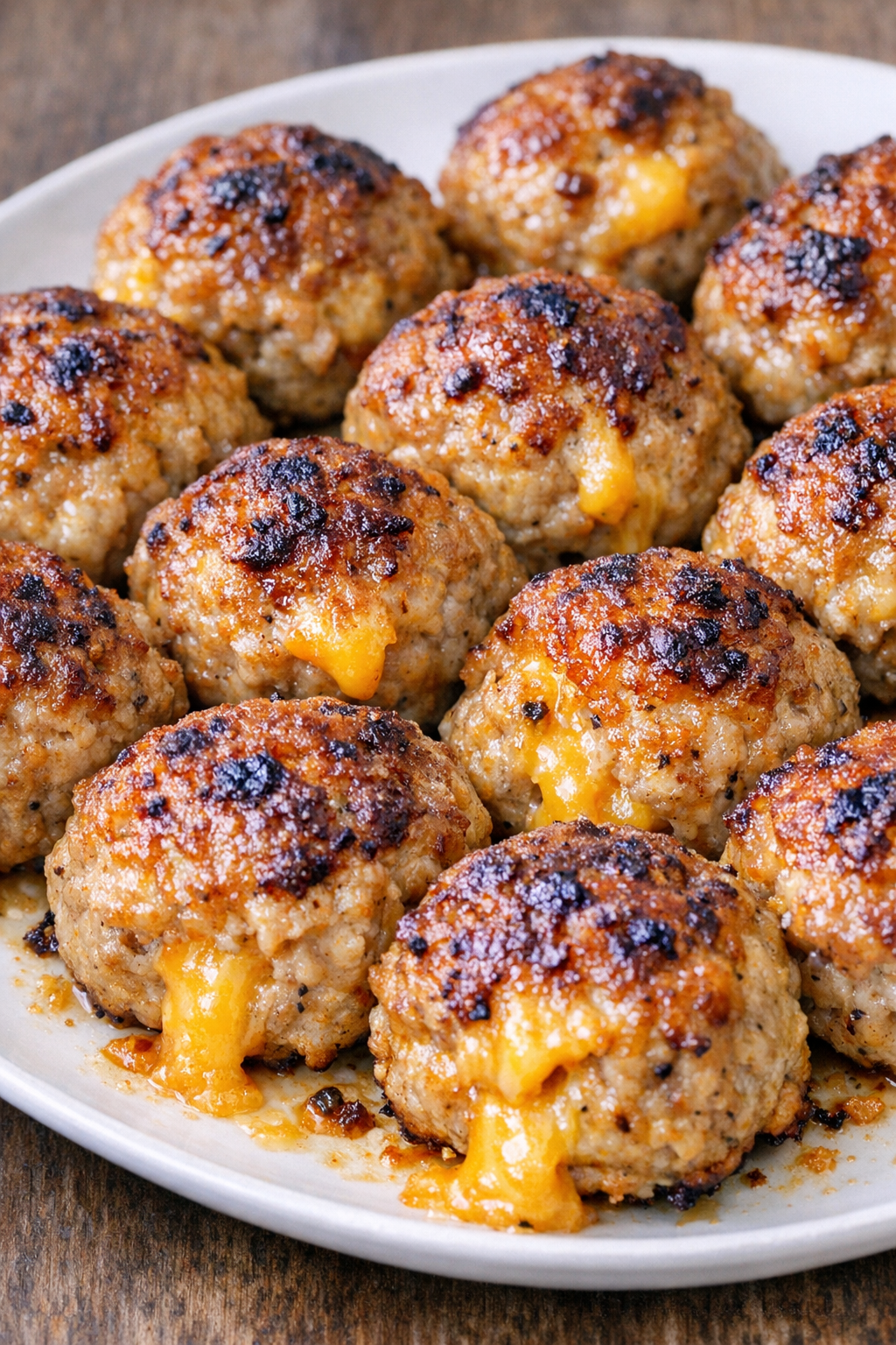Low carb 3-ingredient turkey cheddar bombs on a serving platter