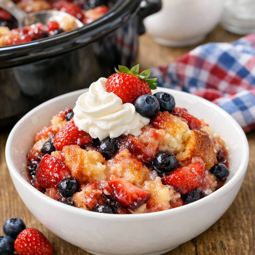 Finished berry pound cake slow cooker dessert