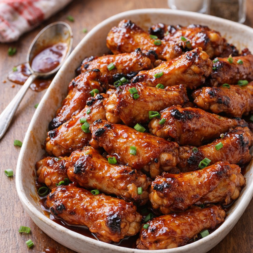 Slow cooker chicken wingettes glazed in sticky sauce