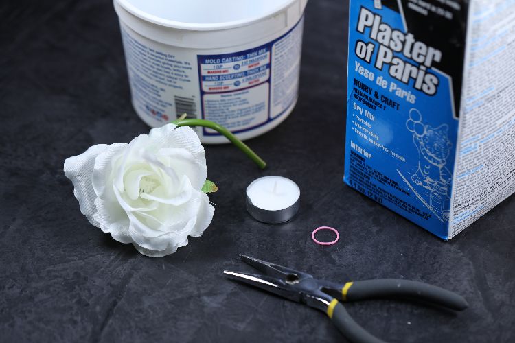 Plaster Flower Candle Votive