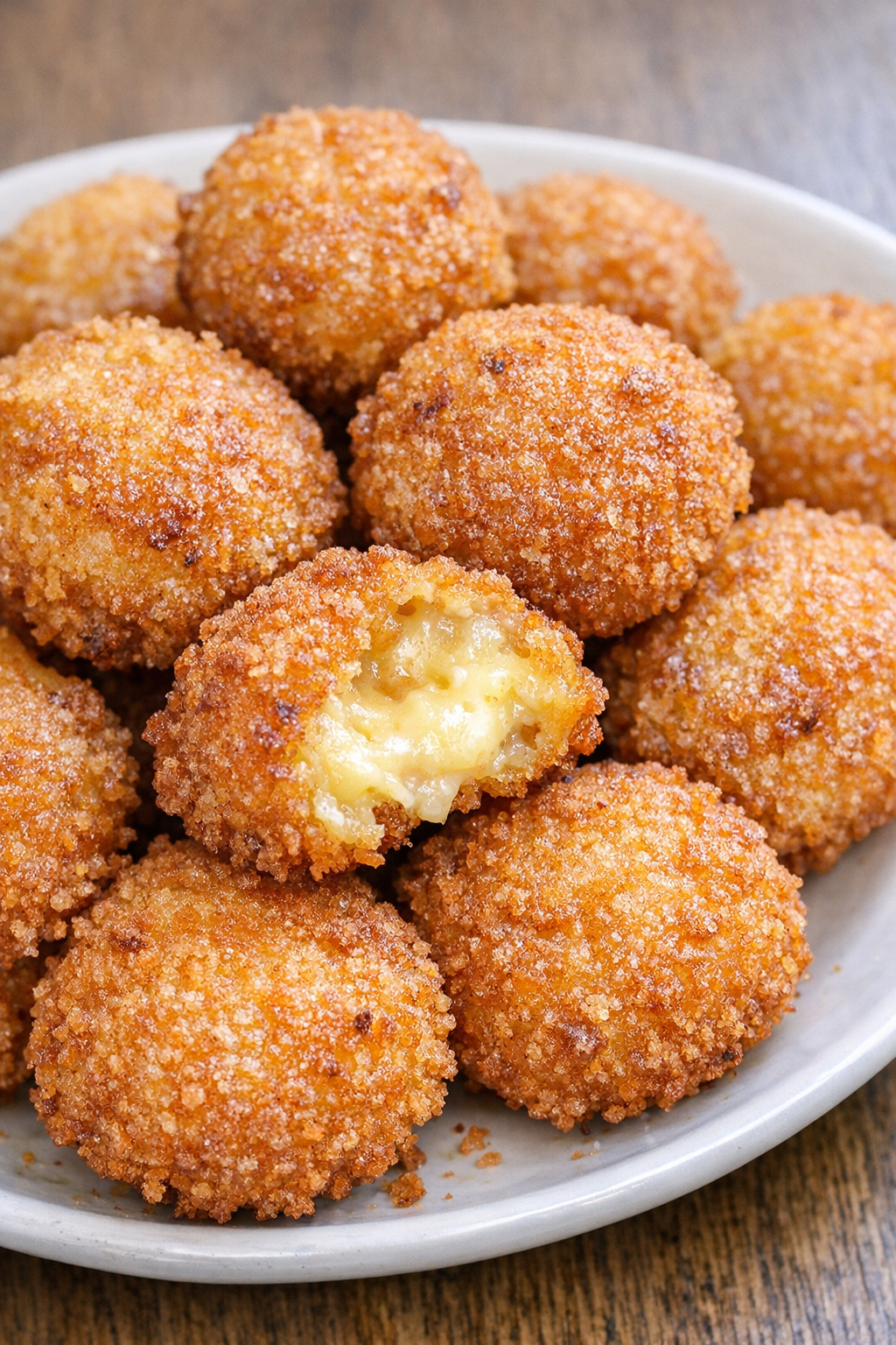 Southern cheesy grit bites on a white plate
