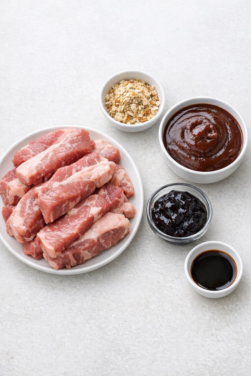 Belangrijkste ingrediënten voor varkensribbetjes op z'n boerenstijl uit de slowcooker