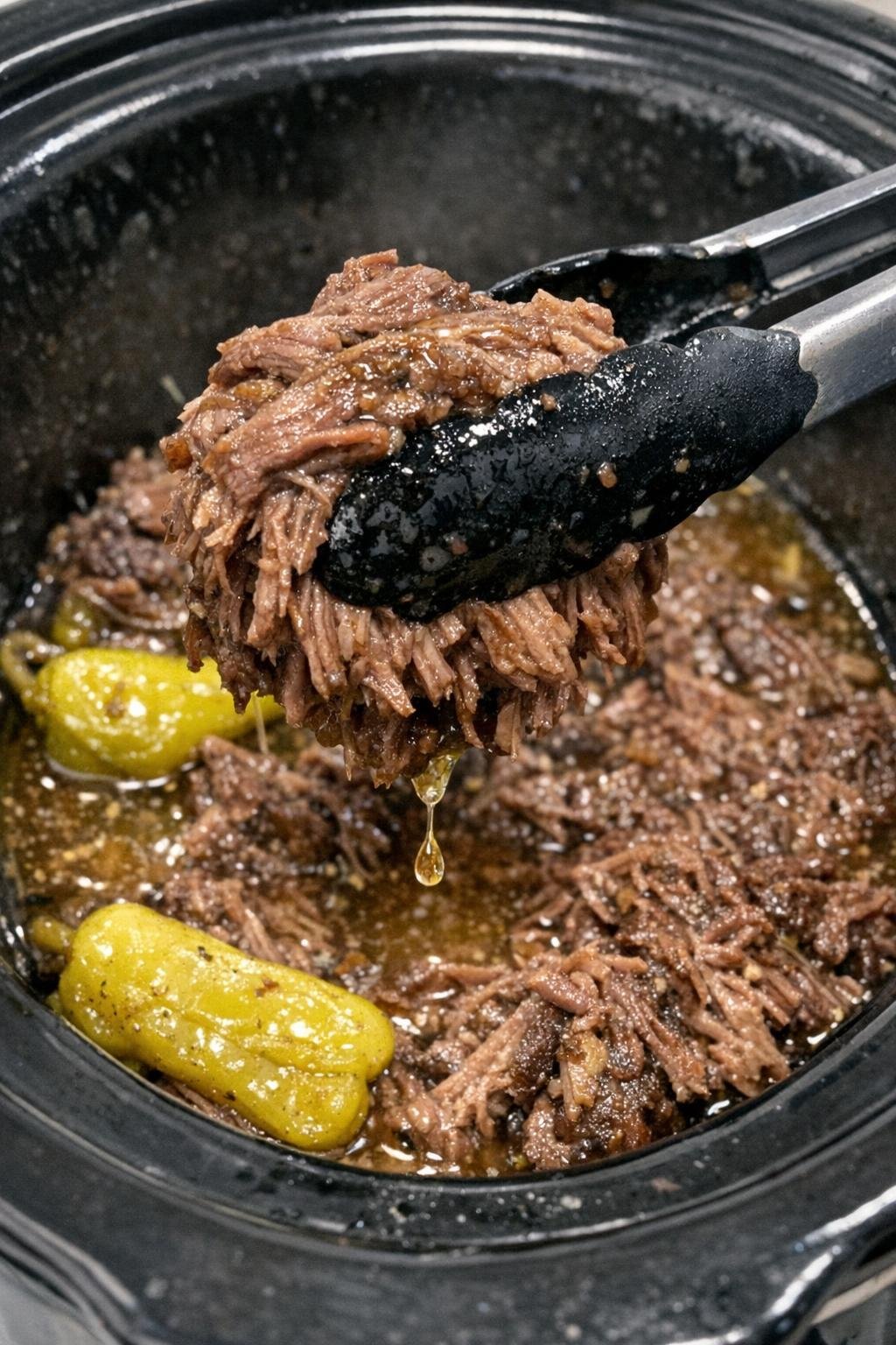 Tender Mississippi pot roast with pepperoncini