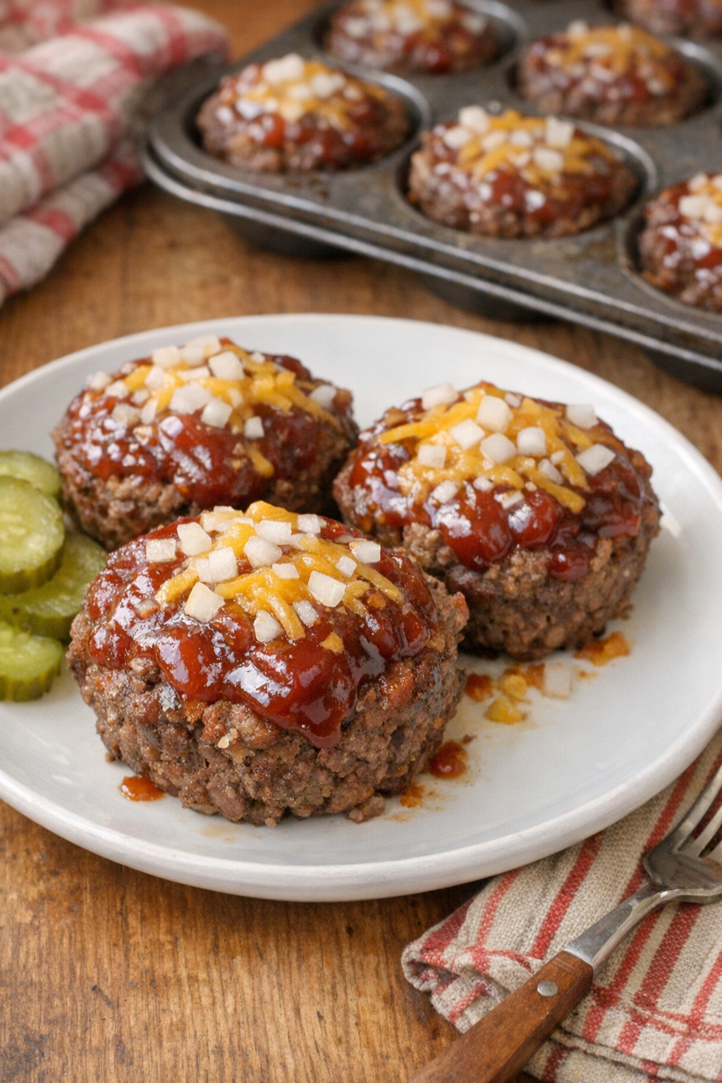 Finished baked beef barbecue cups on a plate