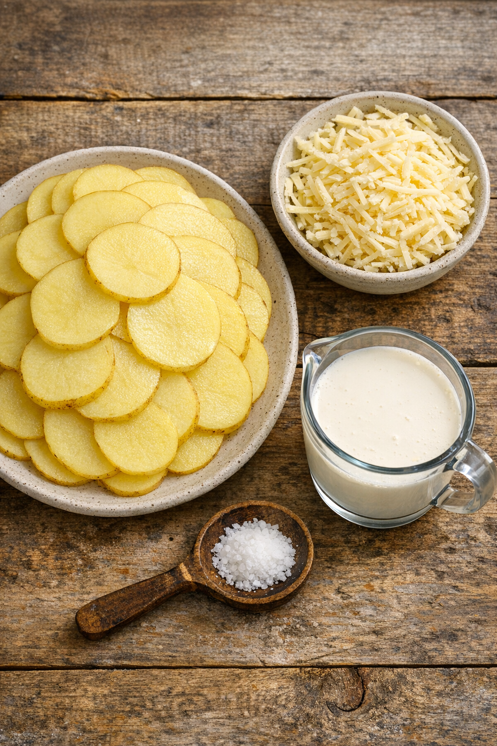 Main ingredients for Swiss potato gratin bites