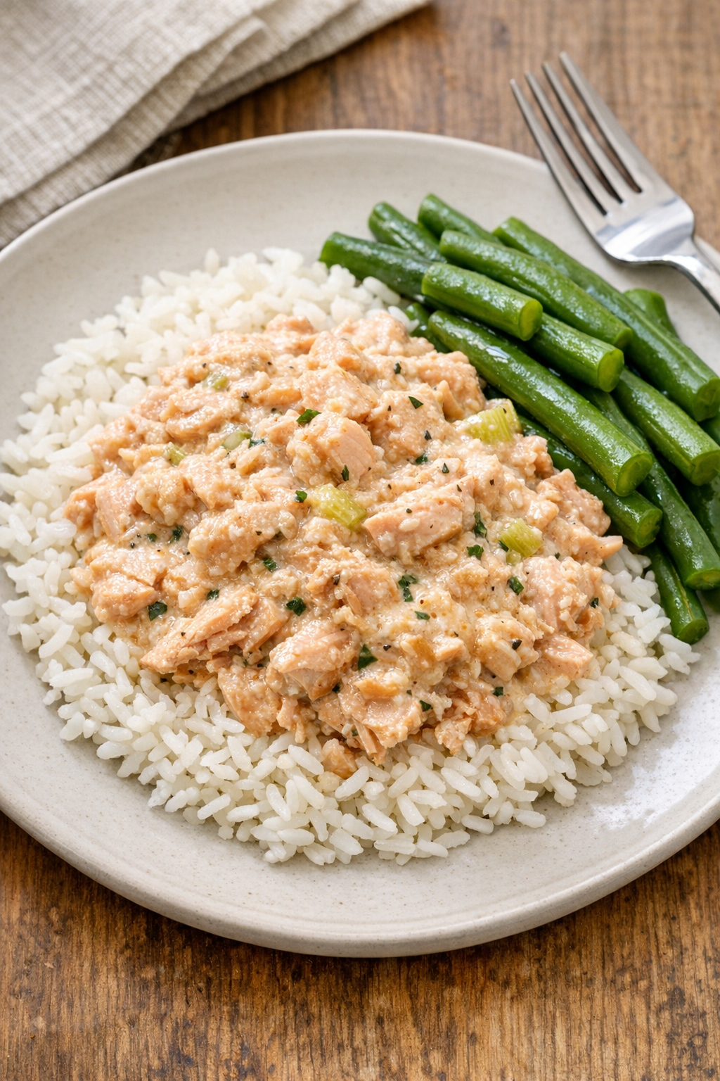 Finished plated slow cooker pink salmon