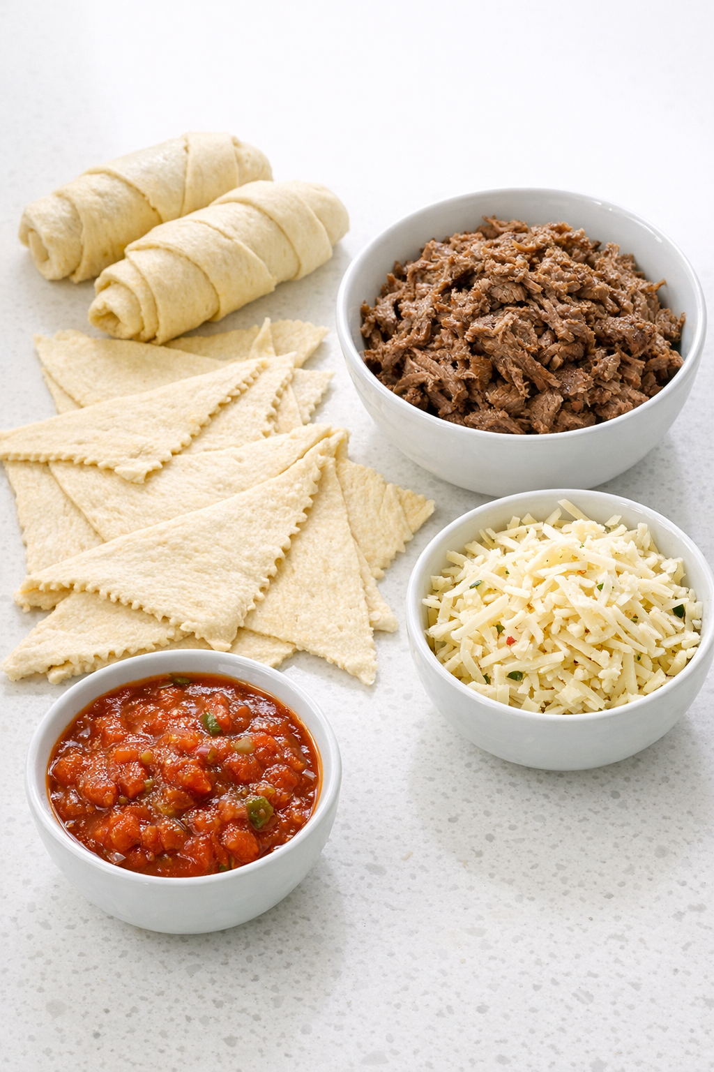 Main ingredients for beef crescent rounds