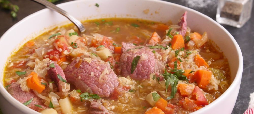 Get The Taste Of Corned Beef Cabbage Without All The Carbs In This Soup Dish Recipe and Video