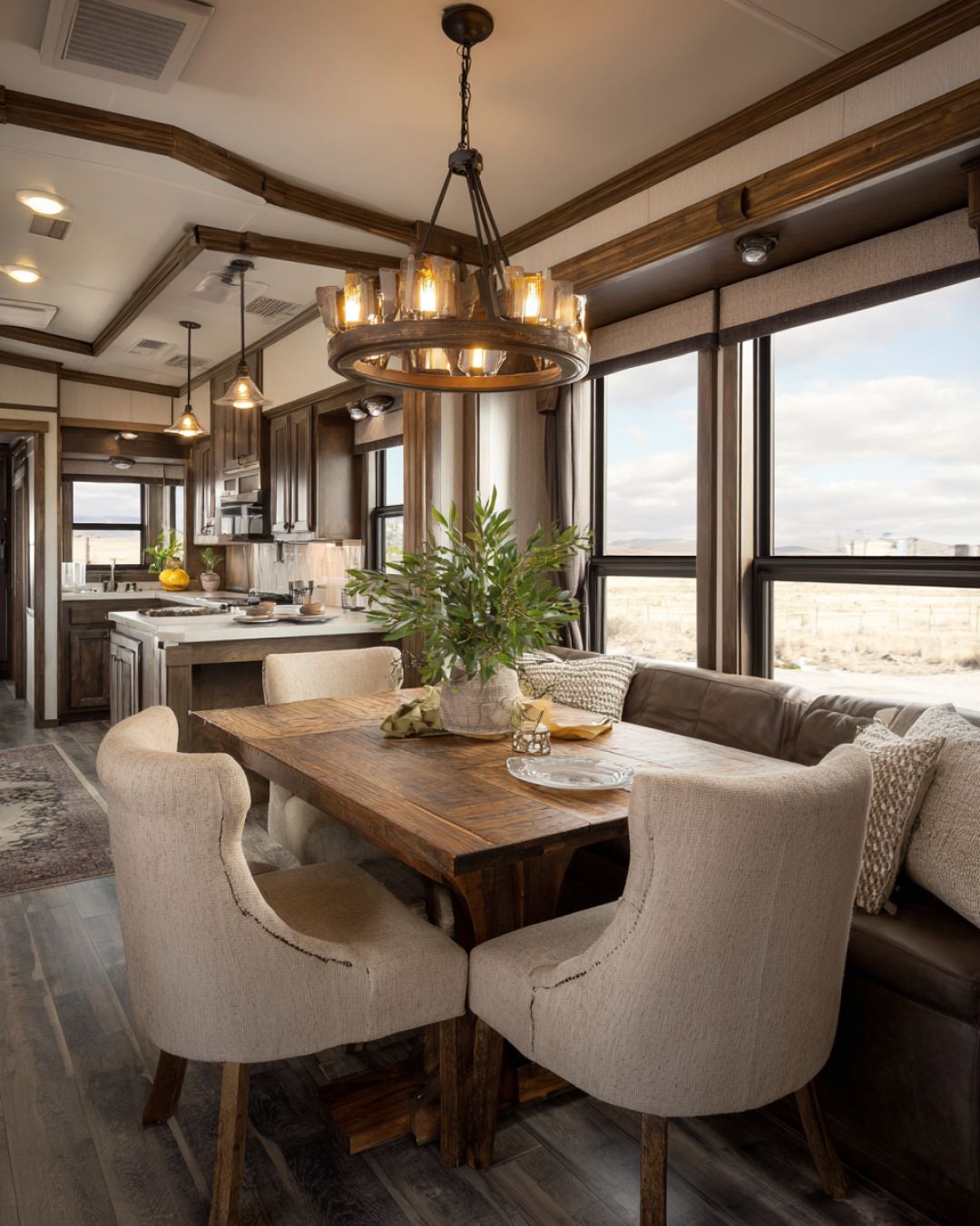 Step up to this inviting countryside cottage with soft beige siding ...