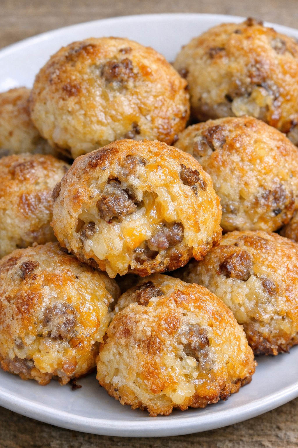 Finished sausage cheese bombs on a white plate