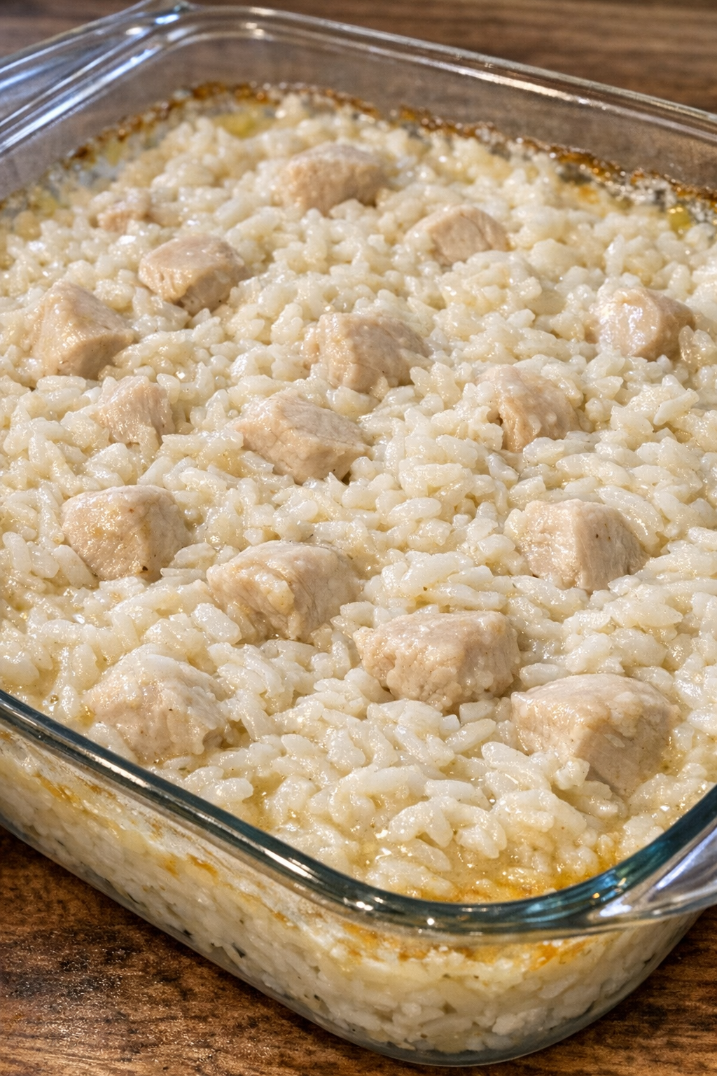 Finished creamy chicken and rice casserole