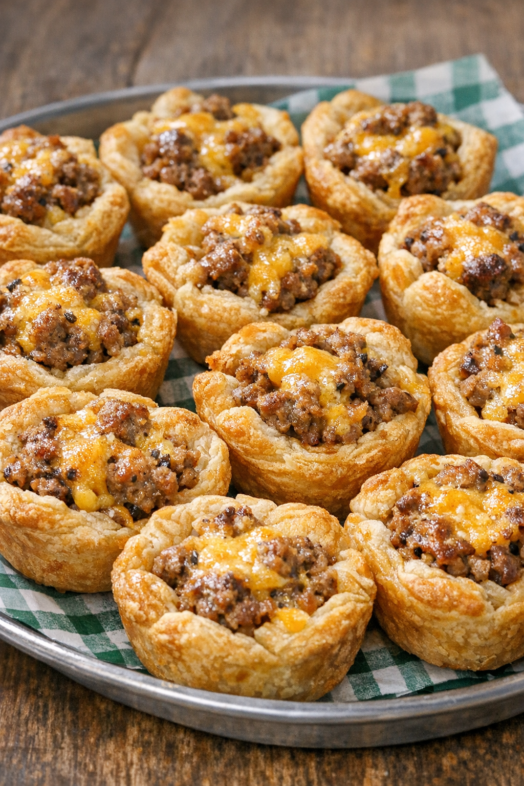 Southern cheddar sausage cups close up
