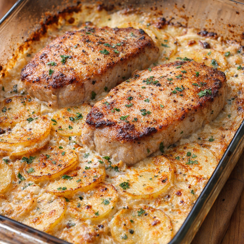Broiled casserole top with golden crisp edges