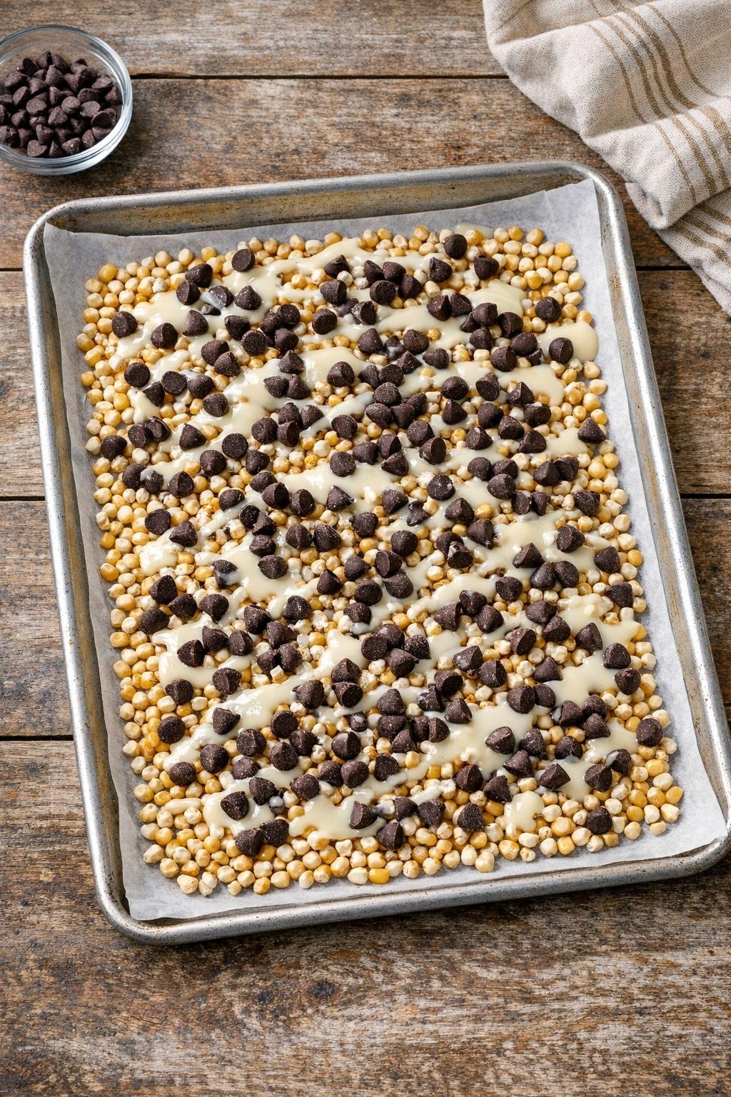 Plaque de cuisson préparée, prête à recevoir les ingrédients