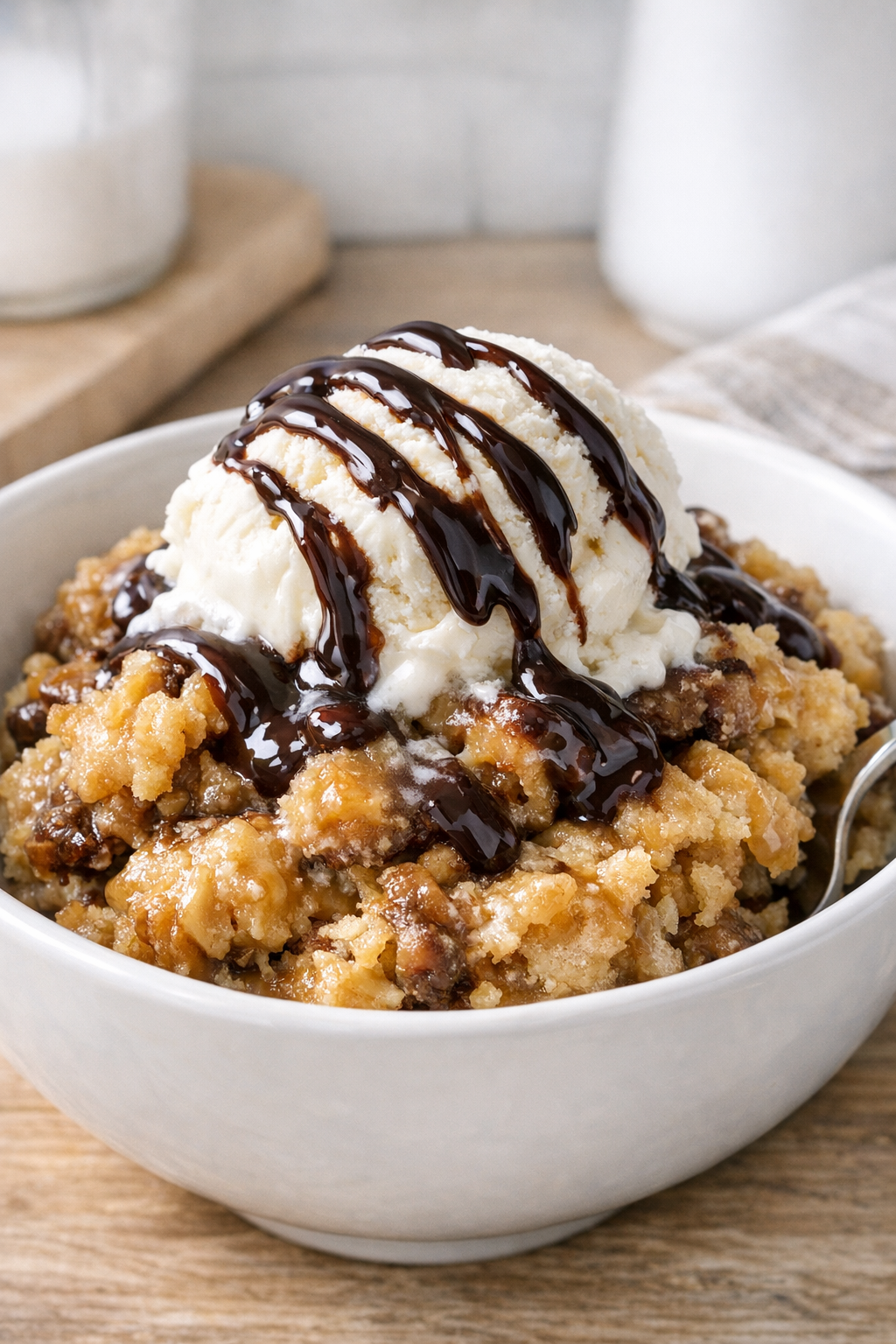 Peanut butter dessert with chocolate drizzle