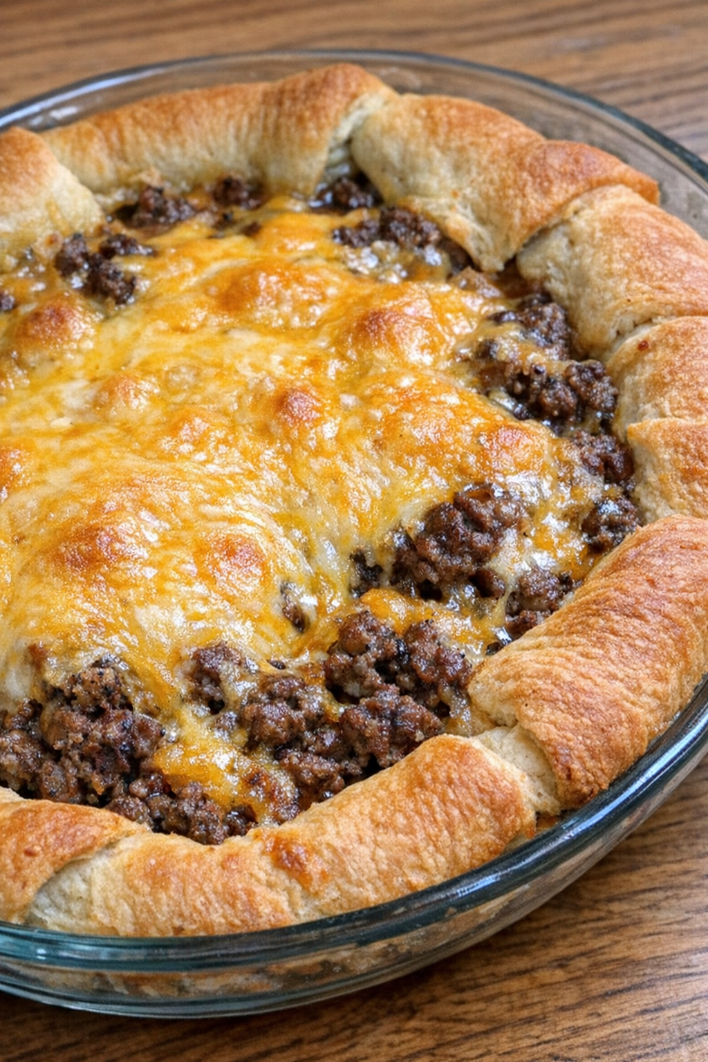 Oven baked beef crescent pie fresh from the oven