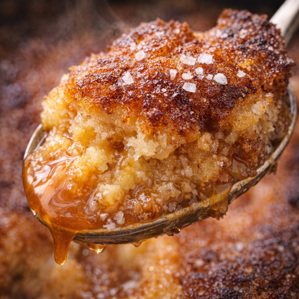 Salted caramel version of the dessert with flaky sea salt