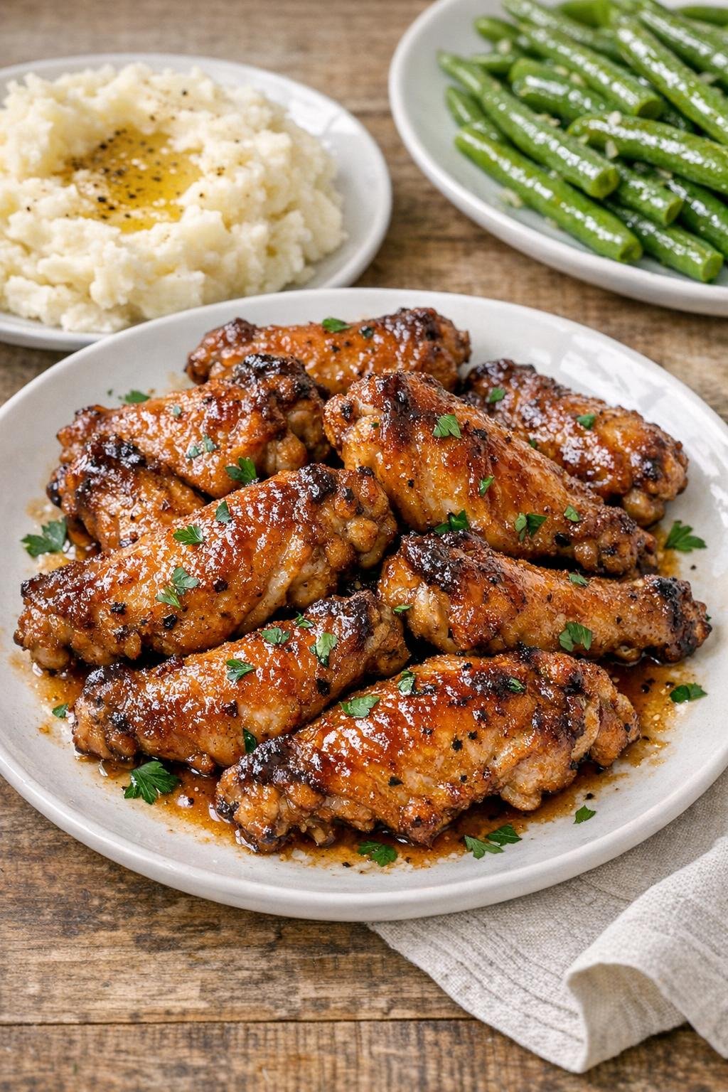 Finished speakeasy chicken wings plated for serving