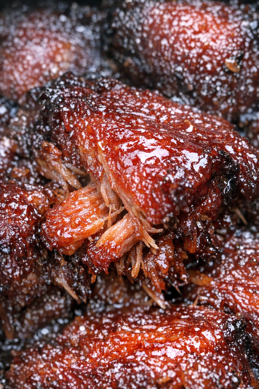 Glossy crimson glazed slow cooker protein
