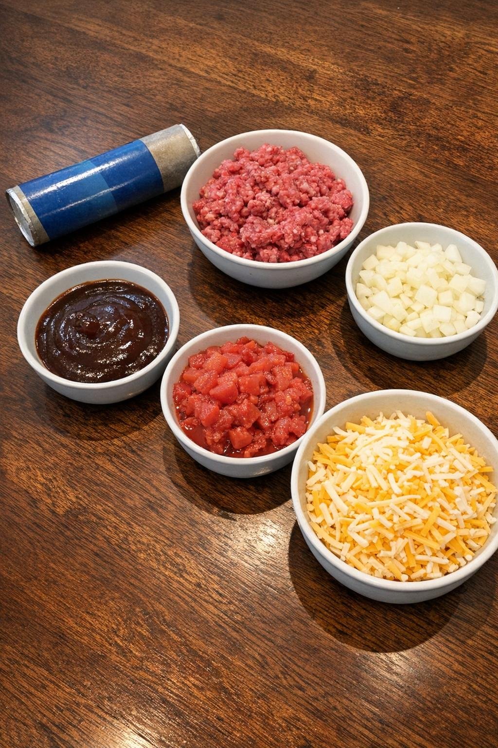 Main ingredients laid out for the casserole